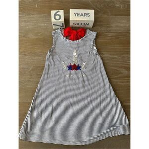 Btween patriotic tank dress - girls- unicorn sz 7/8 - stripe - beach pool- red w